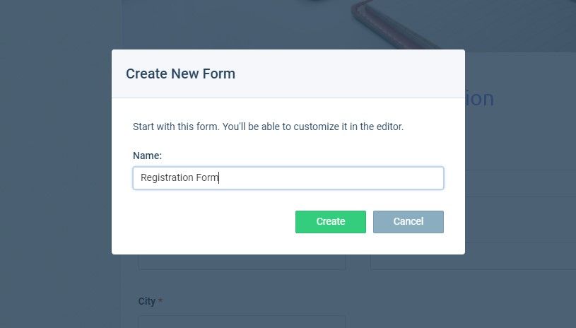 Formsite registration form create new