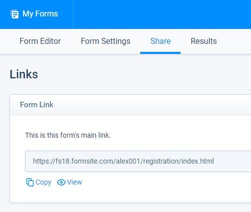 Formsite registration form share