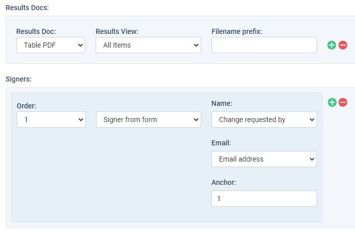 Formsite DocuSign settings