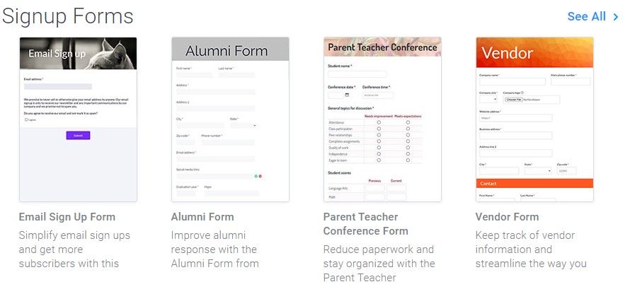 Formsite sign up form templates