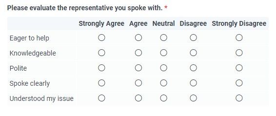 Formsite evaluation form example questions