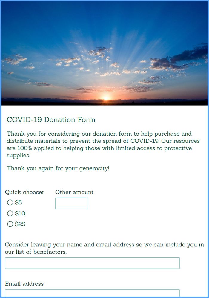 COVID-19 Donation Form Template | Formsite