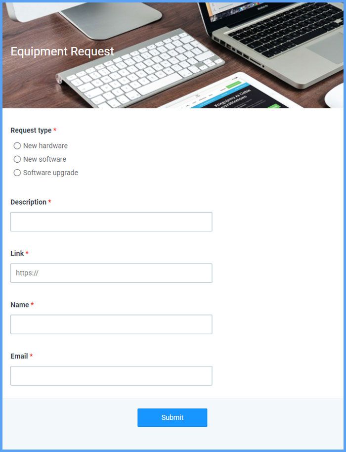 Equipment Request Form Template Formsite