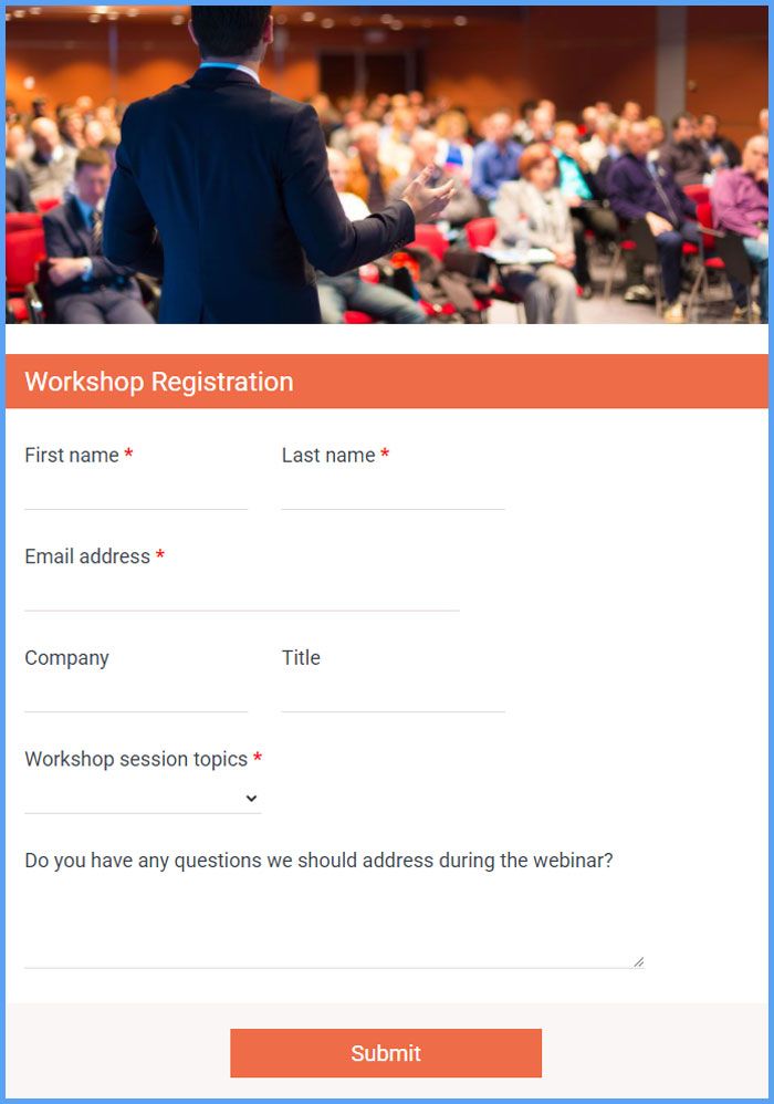 Workshop Registration Form Template Formsite