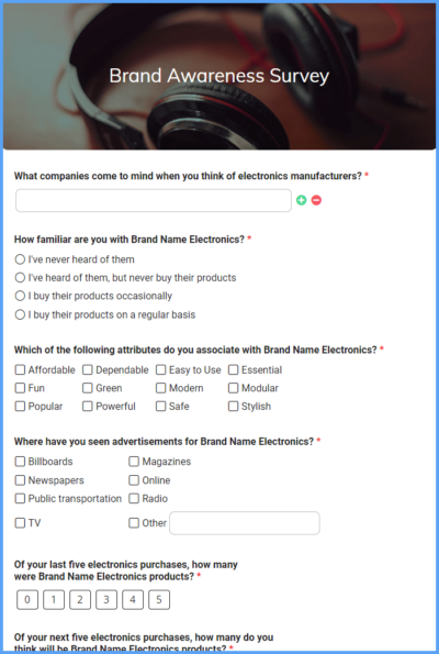 Brand Awareness Survey Form Template | Formsite