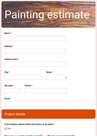 Painting Estimate Form Template Formsite