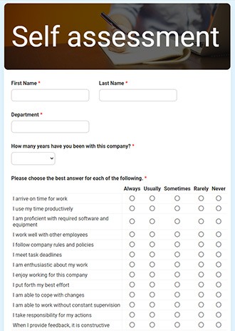 Asessment Form Templates | Formsite
