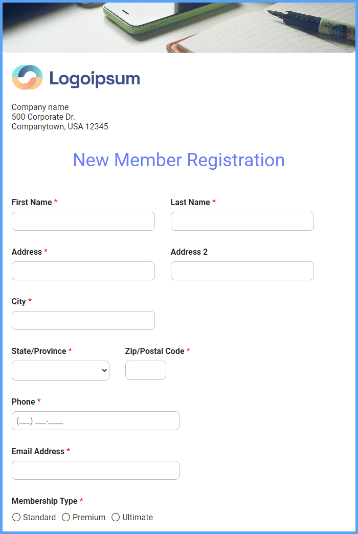 Register for Membership Form
