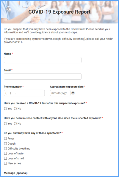 COVID-19 Exposure Report Form Template | Formsite