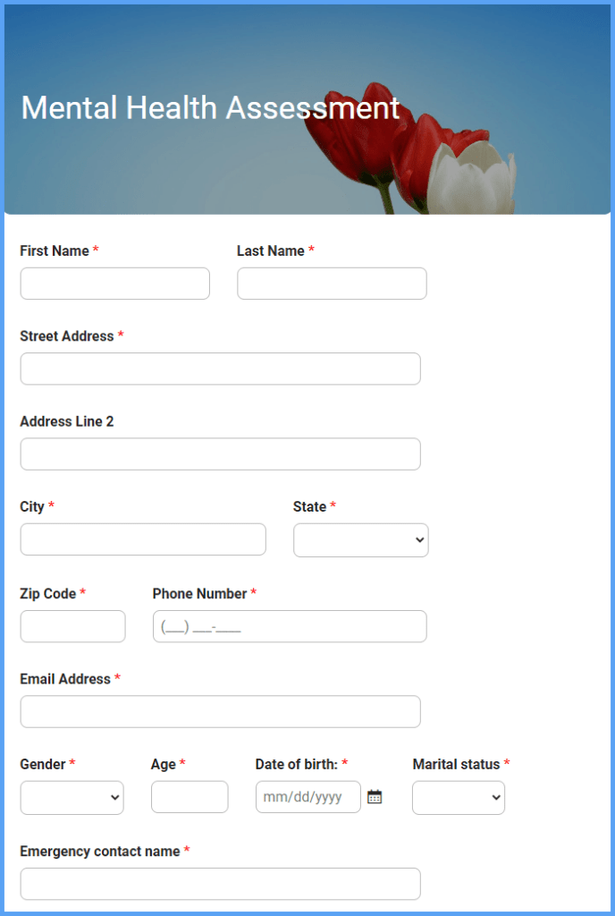 Mental Health Assessment Form Template Formsite 6990