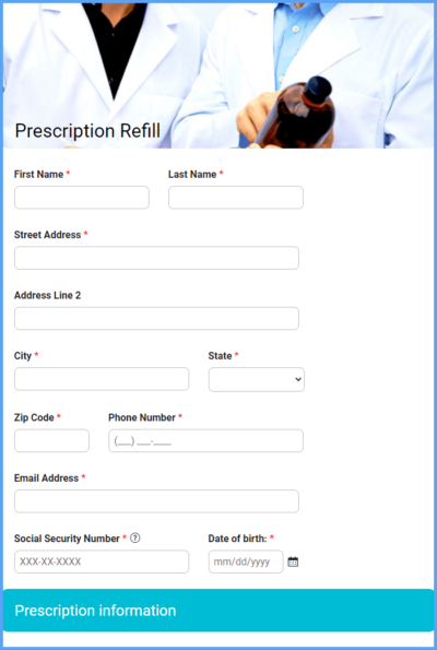 Prescription Refill Form Template | Formsite