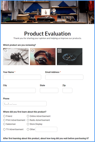 Product Survey Form Template | Formsite