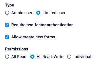 Formsite Sub-user permissions settings
